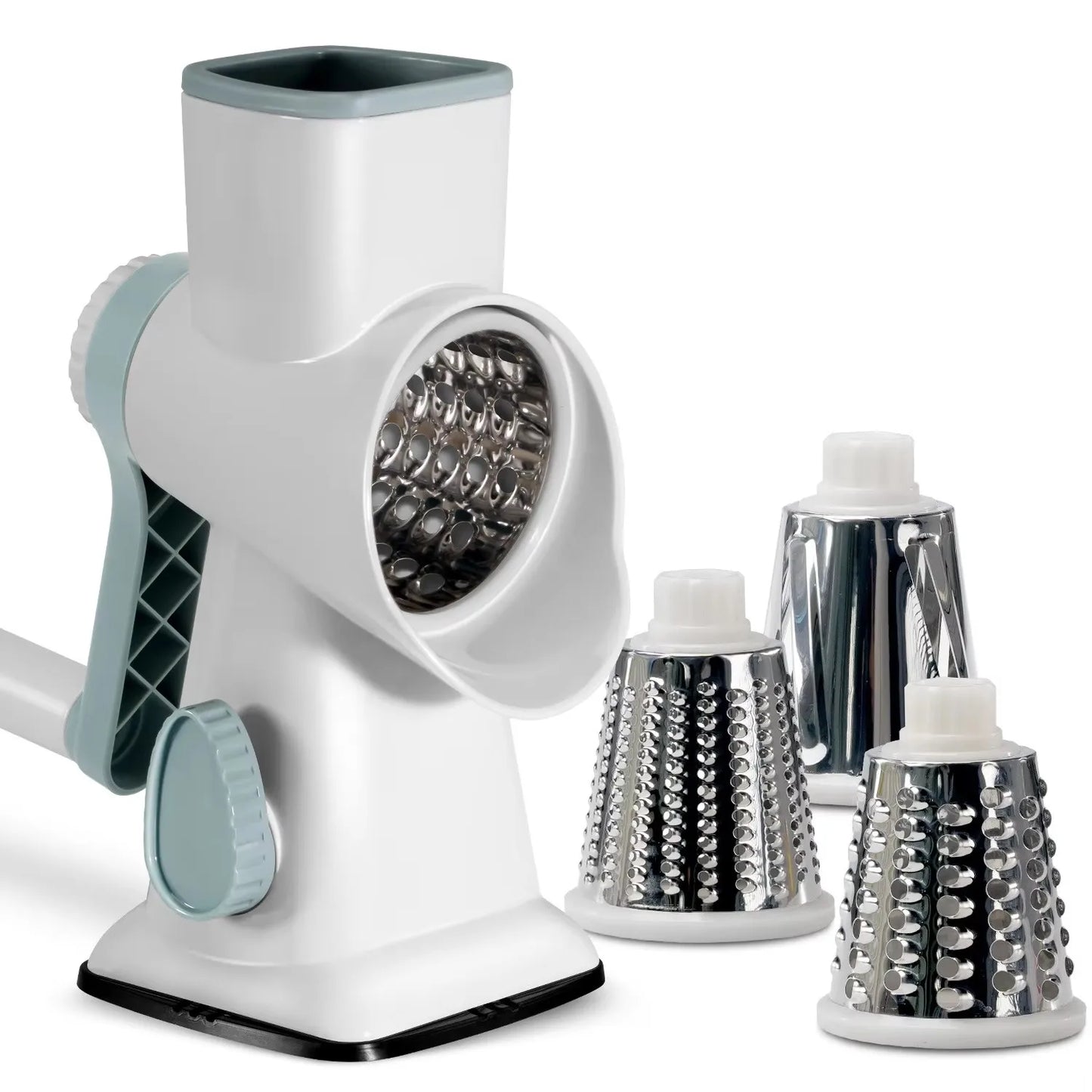 Rotary Cheese Grater with Handle  3 Changeable Blades for Cheese Potato Vegetable Cheese Shredder Slicer Grater for Kitchen