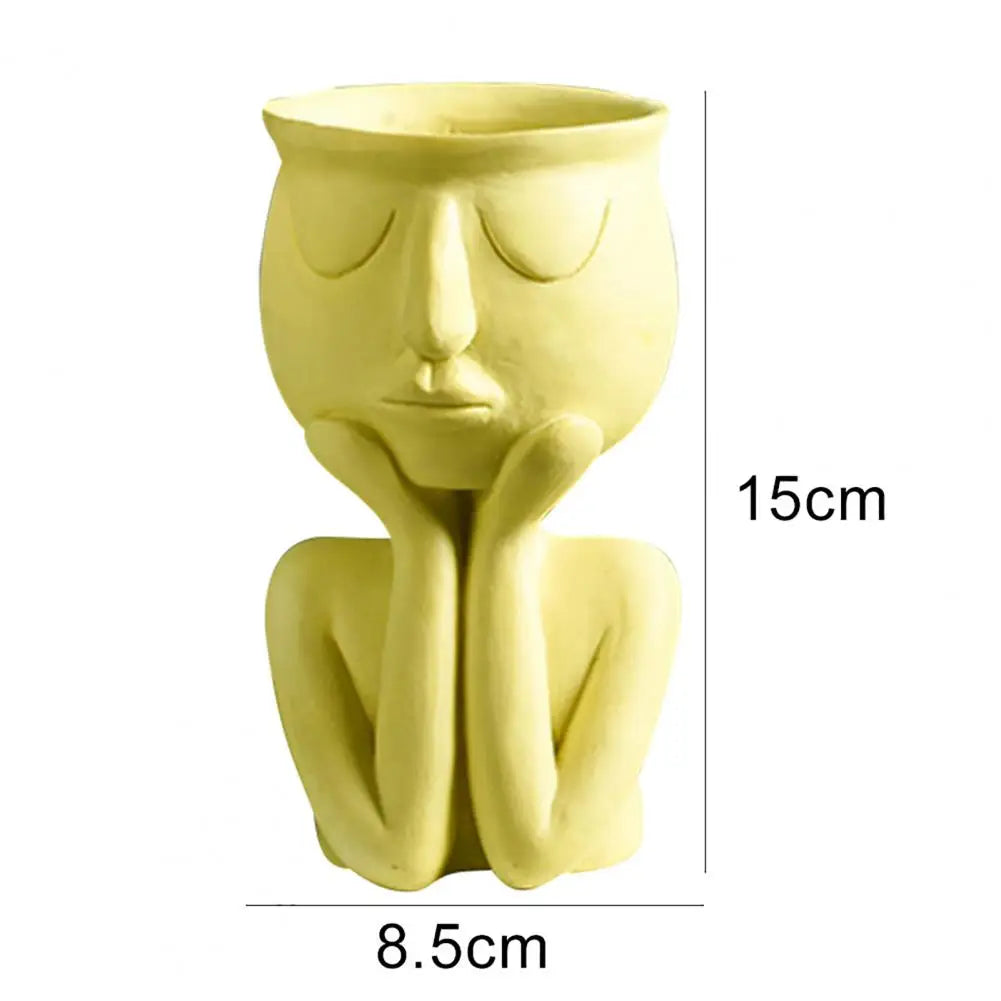 Human Think Face Ceramic Plants Flower Pot Vase Planter Tabletop Home Crafts Display Window Model Room Soft Decoration