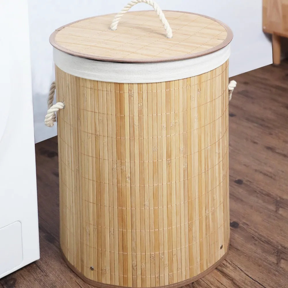 Wholesale Dust-proof Laundry Baskets Dirty Clothes Hampers Bamboo Woven Storage Baskets Bamboo Folding Dirty Clothes Storage