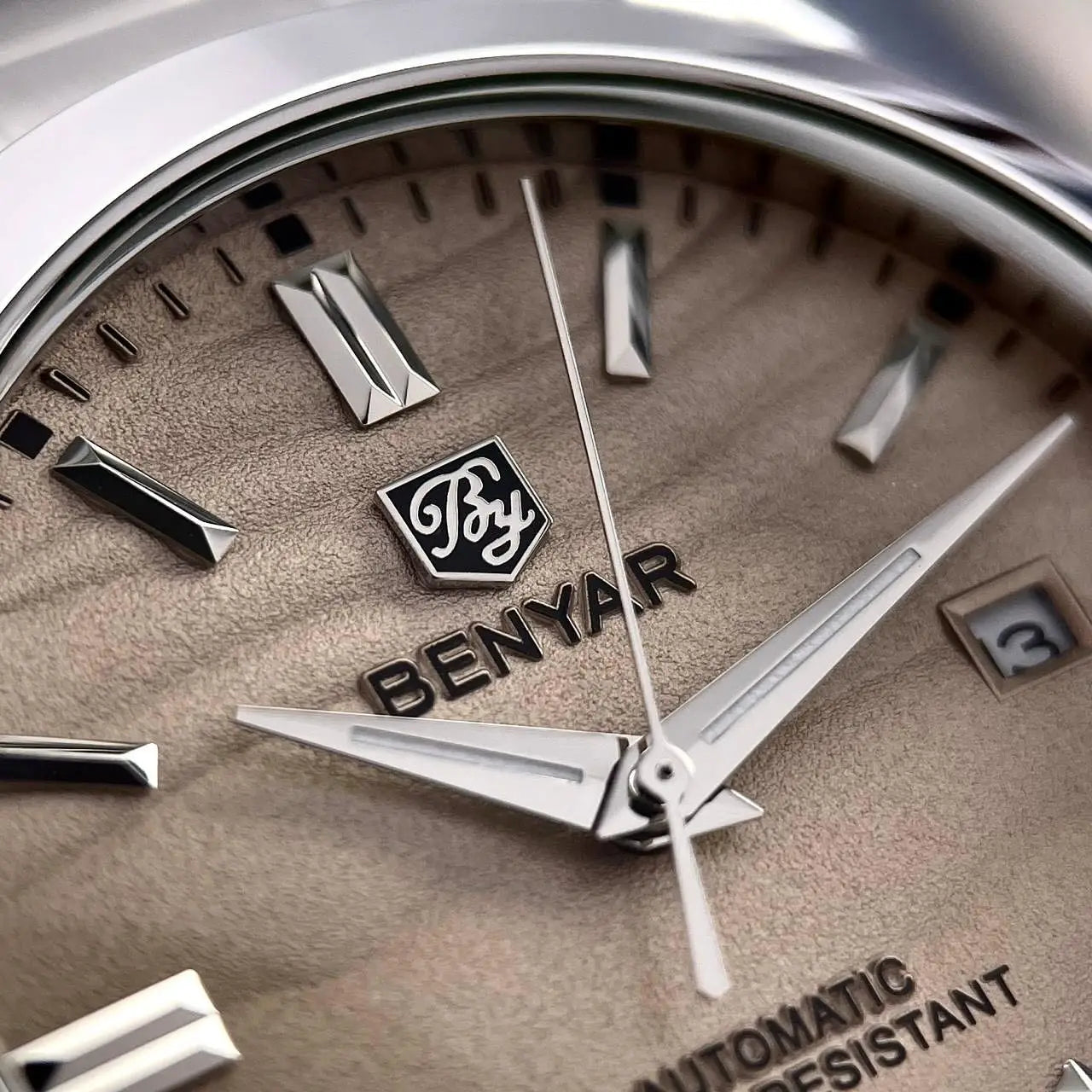 BENYAR 2024 Sand Dia 40MM Hot Sale Mechanical Watches 316L Stainless Steel Simple 5Bar Waterproof Automatic Wristwatch for Men 