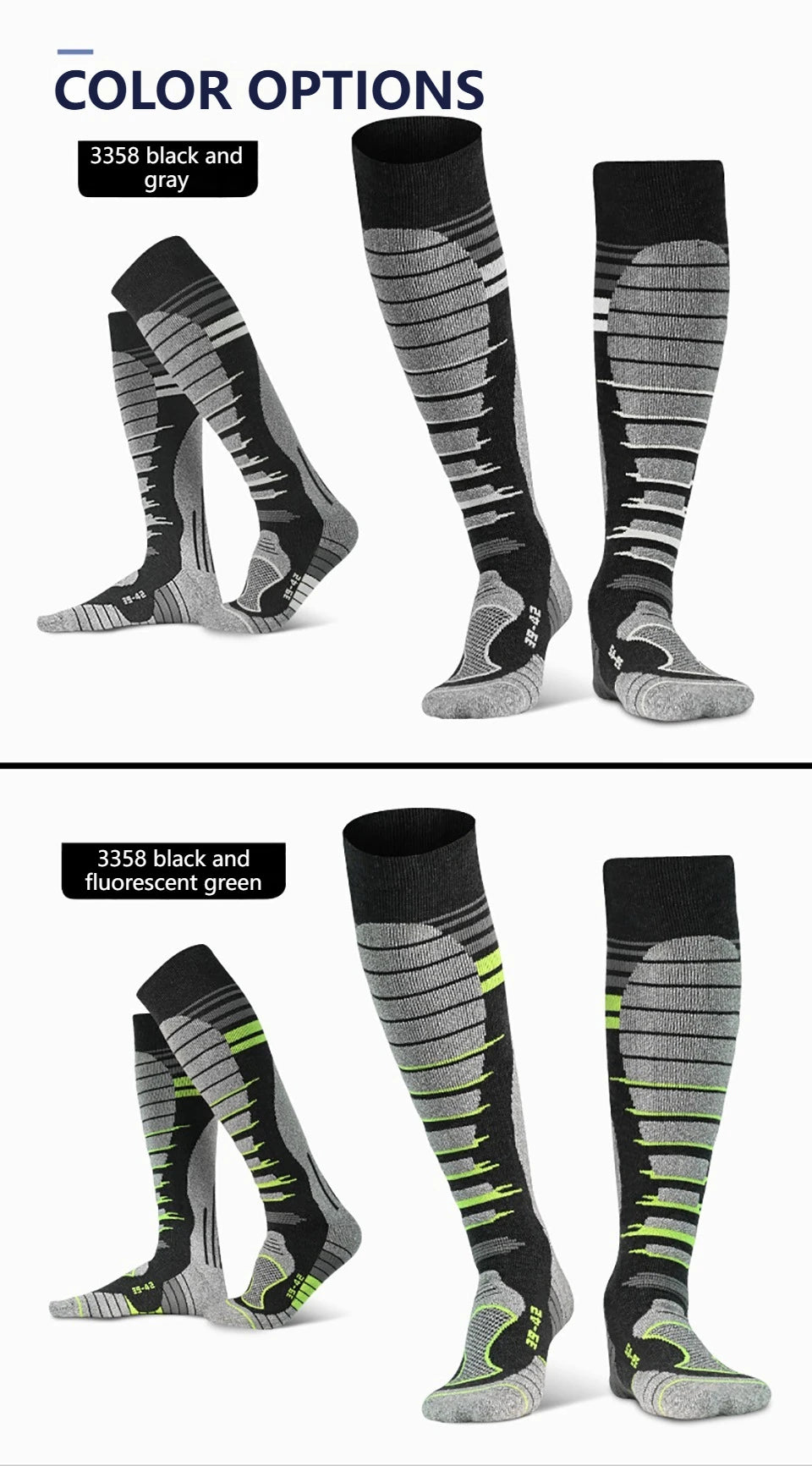 GTUBIKE 1 Pair Merino Wool Winter Men Warm Ski Socks Thicker Sports Snowboard Cycling Soccer Socks High Elastic Thermal Socks