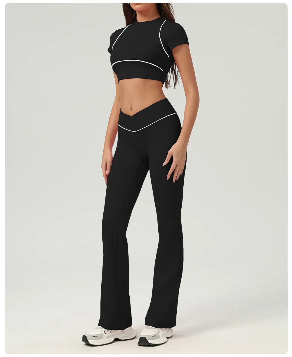 Yoga Top Sport T Shirts Women Fitness Clothes Workout Short-sleeved Crop Top Gym Running Active Wear Push Up Sport Top