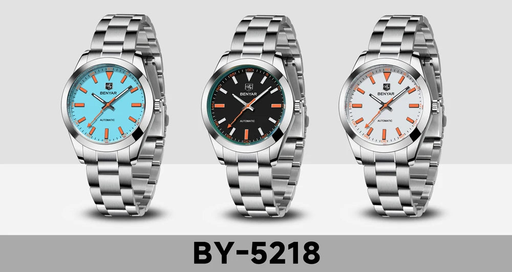 2025 New BENYAR Men's Watches Top Luxury Automatic Watch For Men Mechanical Wristwatches Stainless Steel Luminous Clock With Box