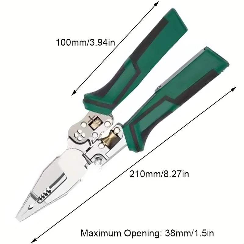 8-in-1 Stripping Pliers with Voltage Tester Versatile Wire Stripping Pliers with Electricity Measurement Cutting Crimping Pliers