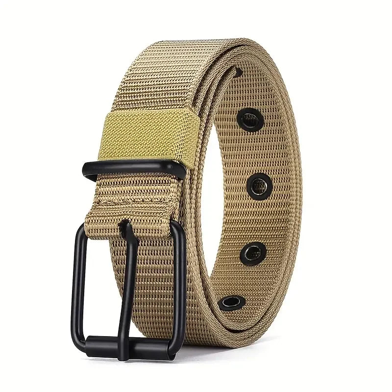 1pc Mens Durable Nylon Canvas Belt - Heavy-Duty Tactical Work Belt with Stylish Quick-Release Prong Buckle for Everyday Wear