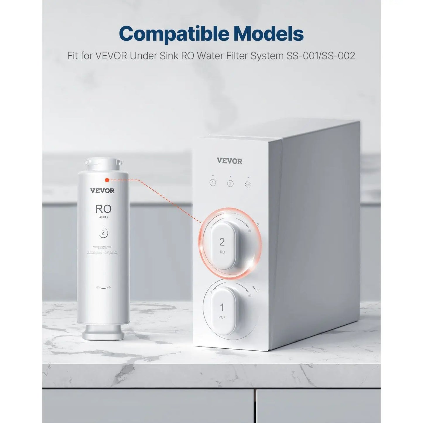 Replacement 400 GPD Reverse Osmosis System for SS-001 Under Sink Water Filter