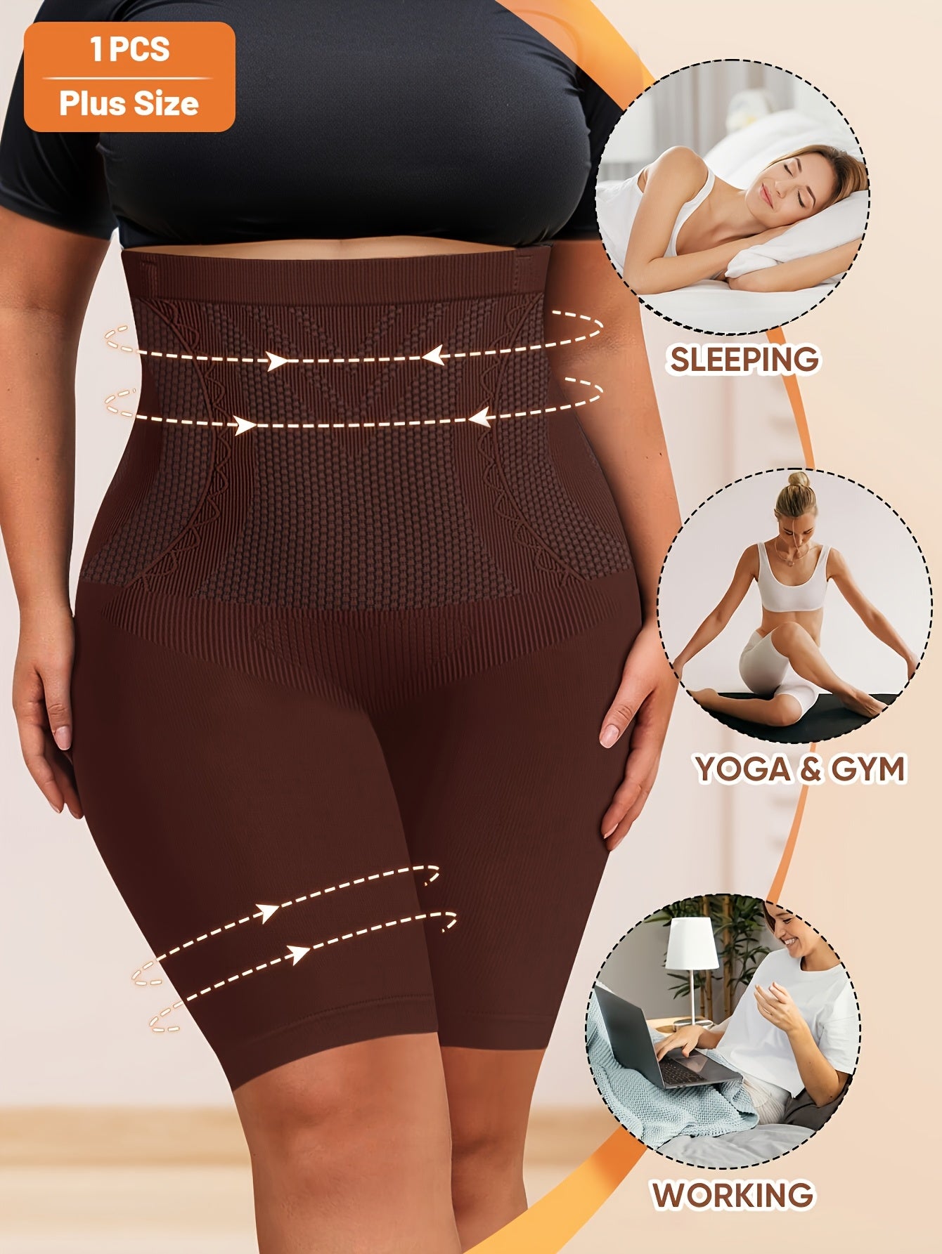 1-Pack MIOTAN Women's Plus Size High-Waisted Seamless Tummy Control Butt-Lifting Briefs - 11XL-5XL, Breathable Mesh Panels, Tummy Control & Body Contouring, Plus Size Shapewear Shorts Underwear, Tummy Control Shapewear, Body