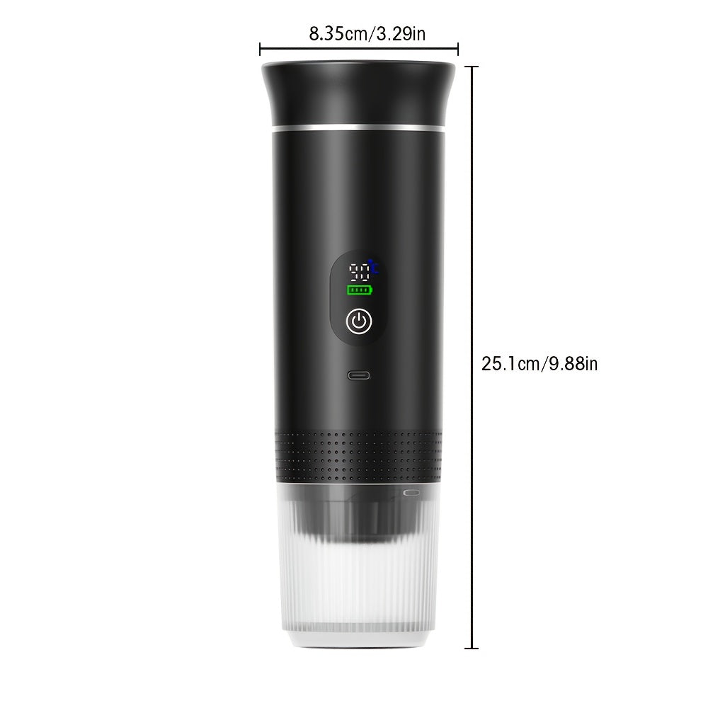 2025 Upgrade Portable Espresso Machine with Temperature and Battery Display, Type-C Charging, Automatic Heating, Hot and Cold Beer, Compatible with Ground and Capsules, Ideal for RV, Hiking, Office