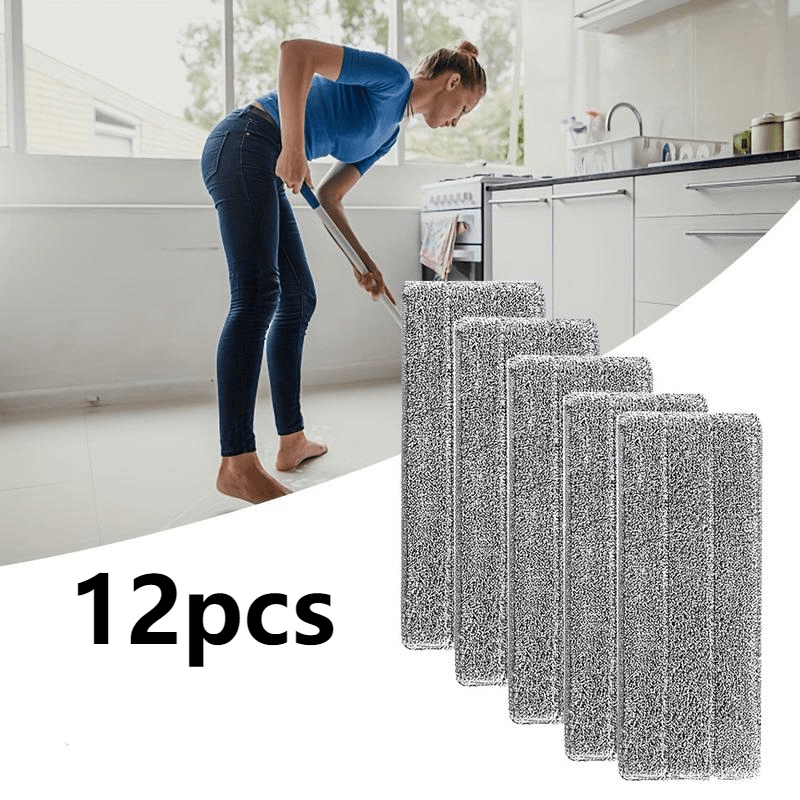 12pcs Heavy-Duty Mop Pads - Fast-Absorbing, Reusable Cleaning Pads for Hardwood, Tile, Linoleum Floors - Compatible with Flat Mops - Cost-Effective Cleaning Supplies (12pcs), Floor Maintenance, Highquality Microfiber, Busy Ho