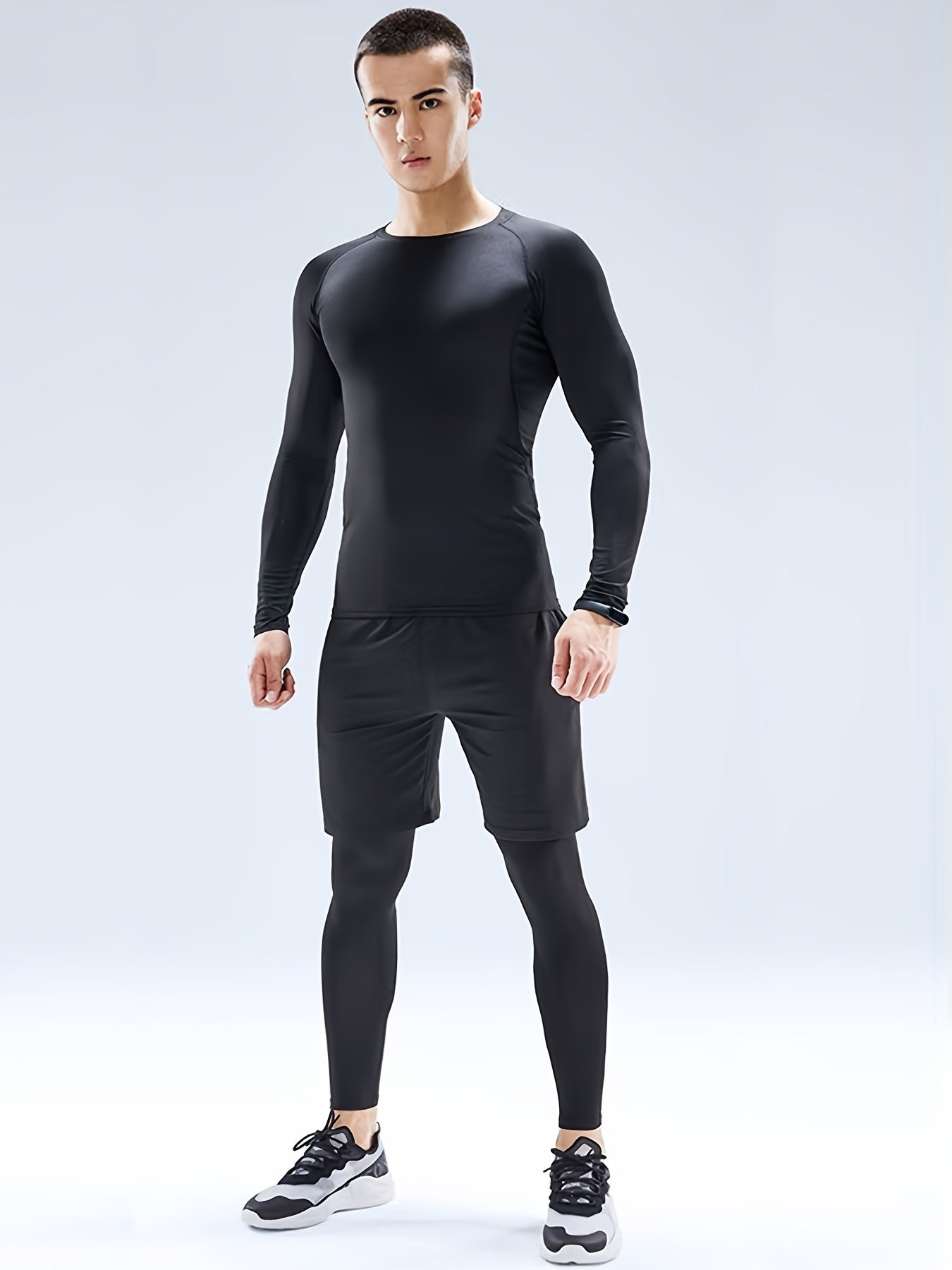 Men's Slimming Long Sleeve T-shirt, Compression Sweat Fitness Training Base Layer, Men's Waist Sculpting Sports Shapewear
