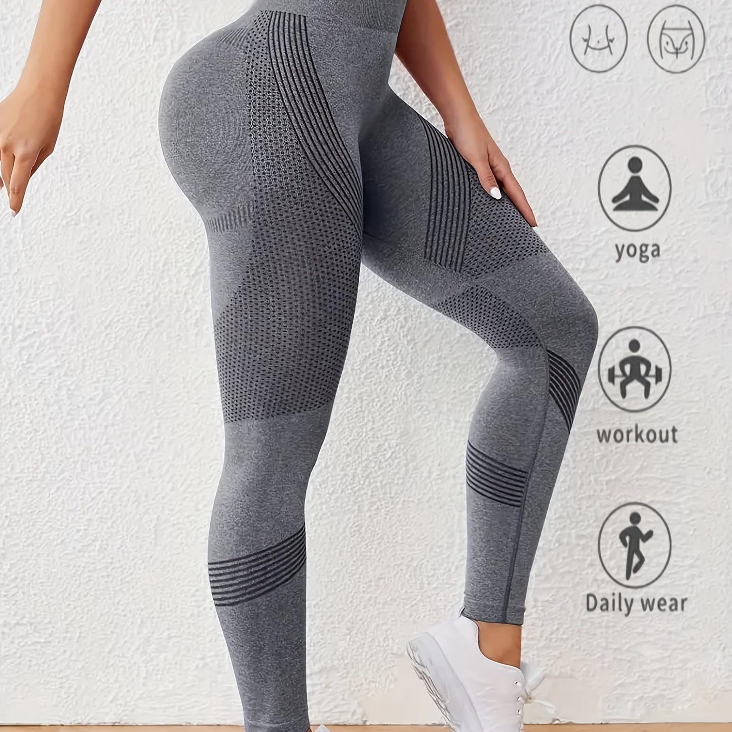Women'S High-Waist Seamless Yoga Pants - Stretchy, Quick-Dry, and Comfortable for Workouts, Running, and Casual Wear, Featuring Peach Lift Design, Solid Color, High Waist Design, Running Pant