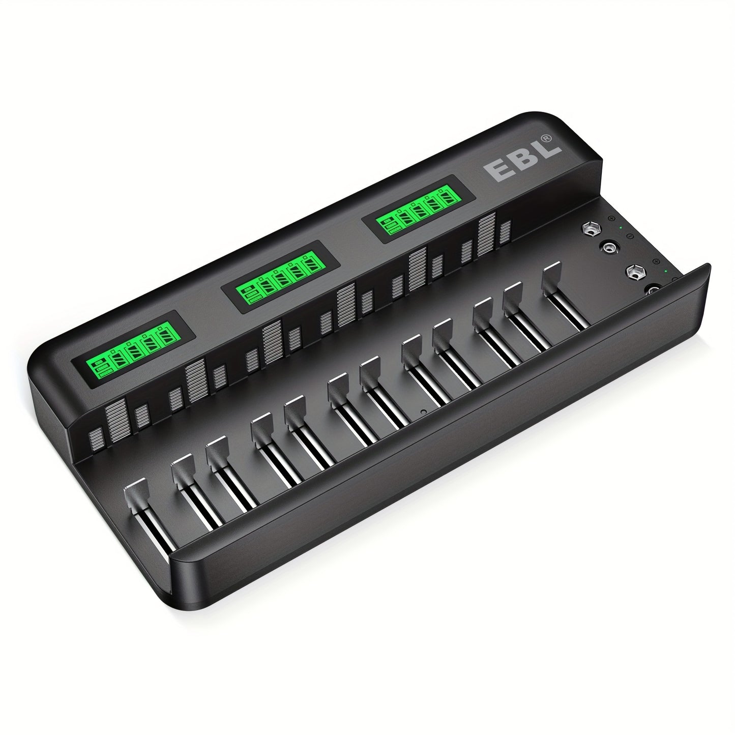 EBL 12+2 Bay LCD Rechargeable Battery Charger for AA AAA CD Ni-MH Rechargeable Batteries and 9V NiMH Ni-CD Rechargeable Batteries
