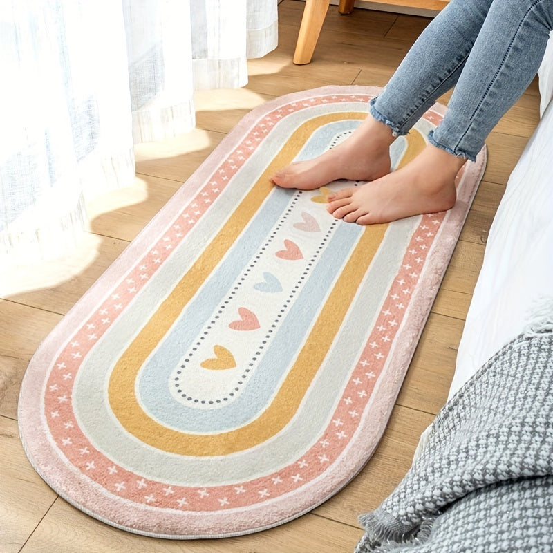 Upgrade Your Bedroom with a Soft and Stylish Oval Long Strip Bedside Mat - Imitation Cashmere Thickened Floor Mat