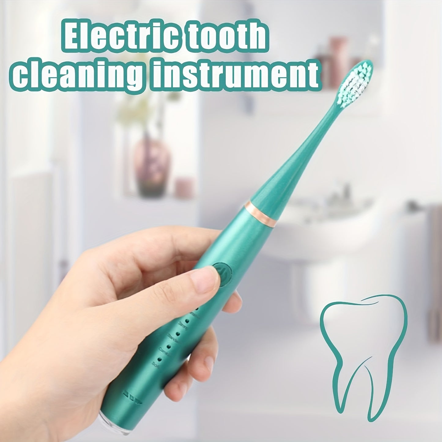 Ultra Whitening Electric Toothbrush With 5 Modes - Plaque & Stain Removal, Usb Rechargeable, Includes Dental Mirror, Fragrance-Free