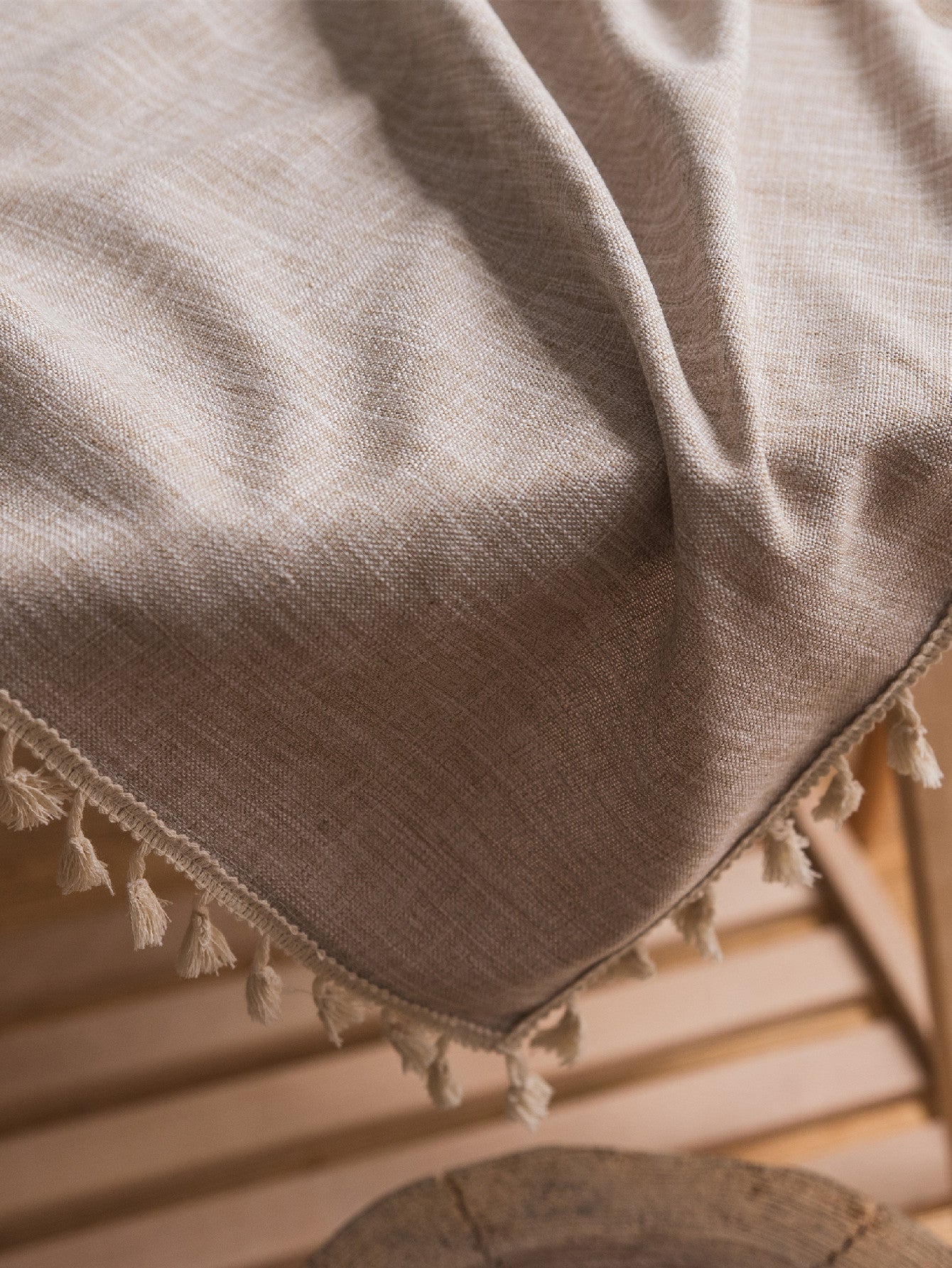 1pc Rustic Tassel Tablecloth - Stain Resistant, Washable, and Perfect for Picnics, Camping, Weddings, Birthday Parties, Thanksgiving, Restaurants, and Buffet - Home Kitchen Decor