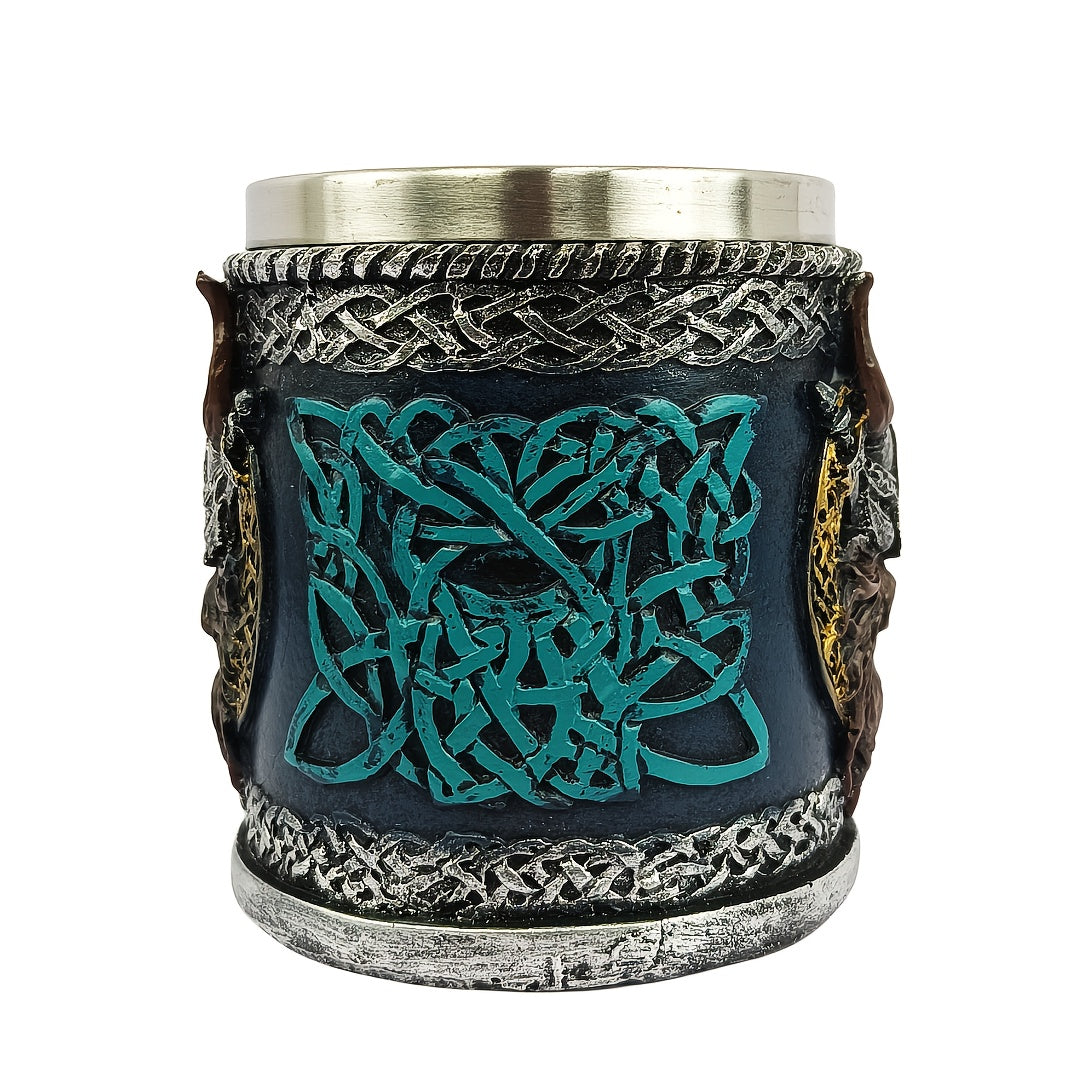 1pc Viking Axe Design 15.2oz Stainless Steel Beer Mug - Insulated, Reusable, Hand Wash Only - Multipurpose Coffee Cup for Christmas, Halloween, Easter, Hanukkah, Father'S Day Gift