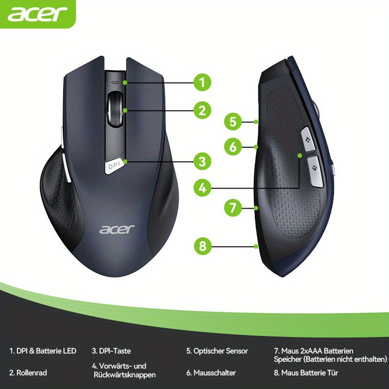 ACER QWERTZ Teclado e Rato Sem Fios com Apoio de Pulso – Preto