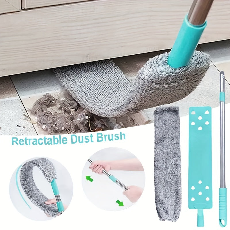 Extendable Microfiber Dust Brush Set with Long Handle Washable Reusable Multi Purpose Dry Wet Cleaning Brush for Sofa Bed Furniture Crevices