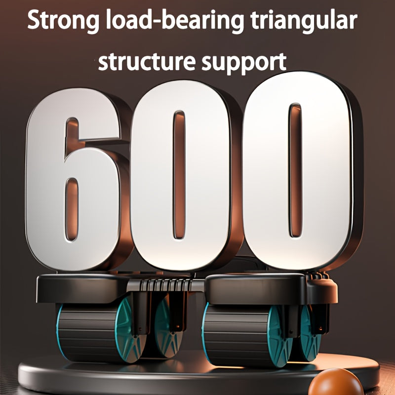 Lingpeng Smart Ab Roller with Automatic Rebound - 4-Wheel Core Strength Trainer & Elbow Support Pad, Durable PP/TPE Material, Ideal for Home Fitness, Lingpeng