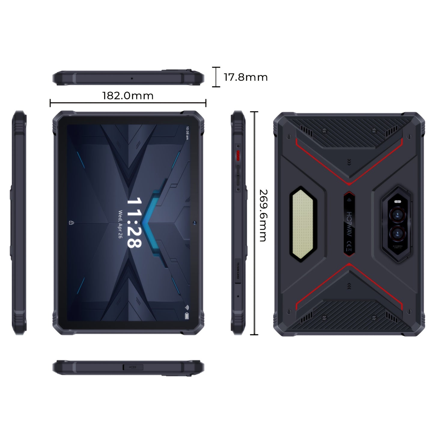 HOTWAV R9 Pro 11inch 2K FHD+Display Tablet, Android 14, 20080mAh 20GB (6GB+14GB Expandable)+256GB (2TB TF) Outdoor Tablet, 64MP Rear Main Camera, 16MP Front Camera, Octa-core/Dual SIM 4G, IP6X & IPX8 High Quality Tablet, Dual