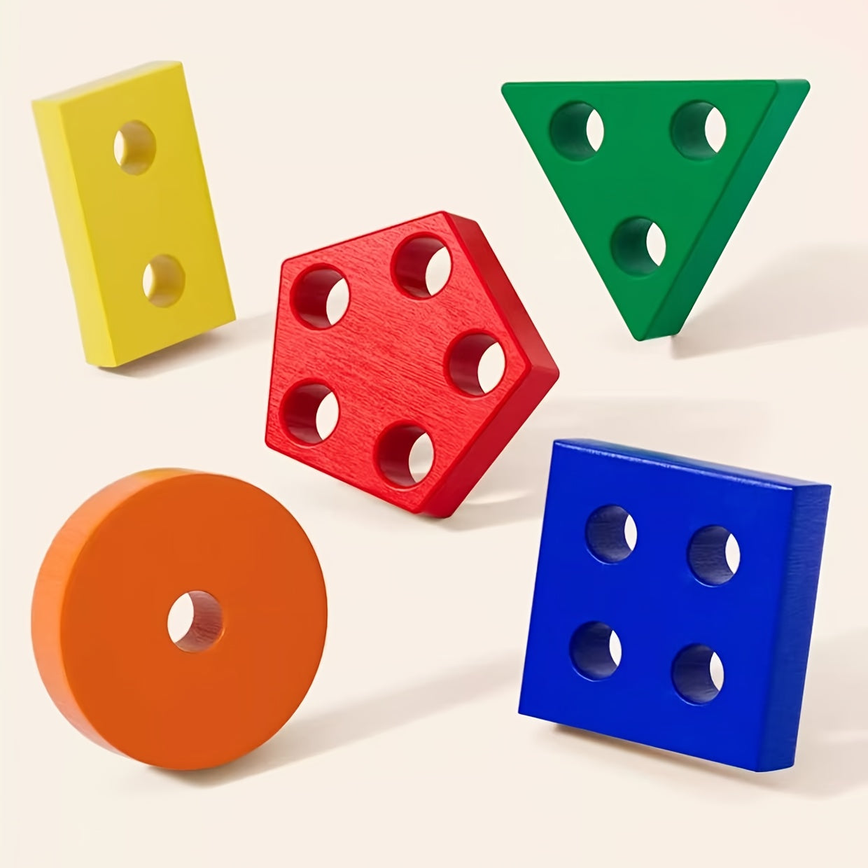 Colorful Geometric Shape Wooden Stacking Blocks for Boys and Girls - Educational Toy to Enhance Color Recognition, Coordination Skills Development Birthday Gift, Learning Through Play, Playful Learning, Smooth Finish, Early L
