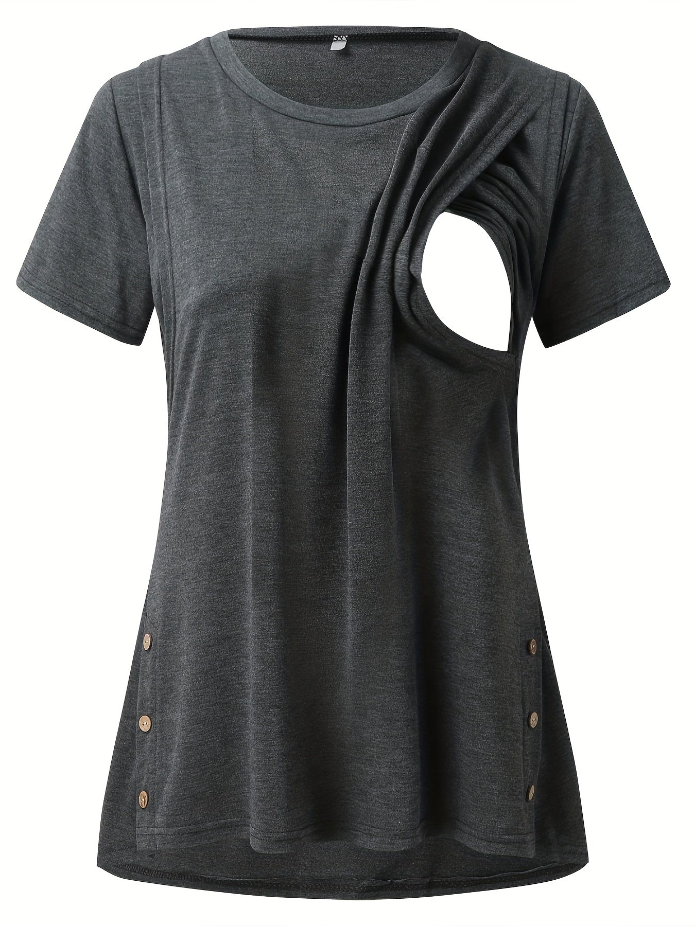 Women's Maternity Nursing T-shirt, Casual Mid Stretch Breathable Breastfeeding Pregnancy Top For Outdoor