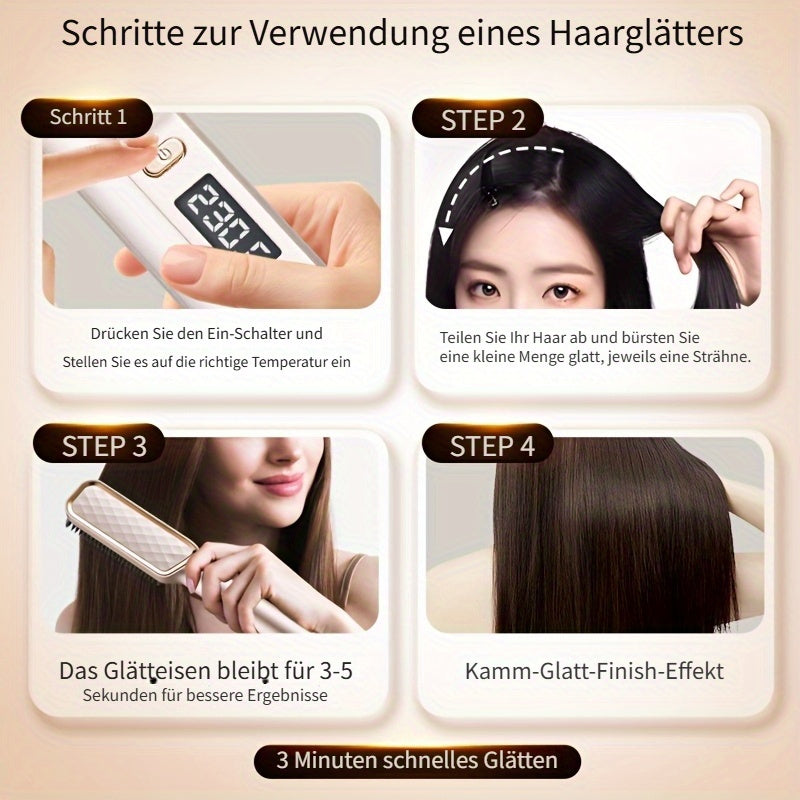 Hair Straightening Brush with LCD Display for Straightening and Curling, Lazy Curling Iron Hair Straightener, Negative Ion Non-Injurious Hair, Anti-scald, Fast Styling Hot Brush, Women'S Gift, Birthday Gift, Holiday Gift, Fas