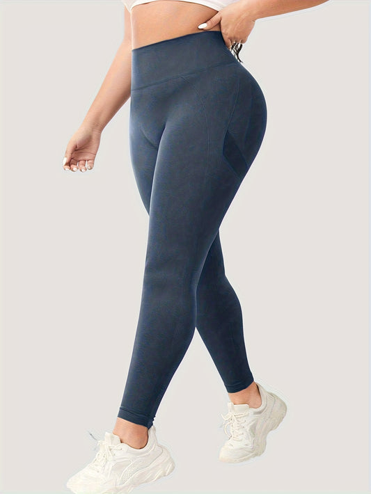 Rhythm Era Women'S Plus Size High-Waisted Seamless Yoga Leggings - 4-Way Stretch, Breathable & Butt-Lifting, Tummy Control Compression Fit for Yoga, Training, Daily Wear - Solid Color, All-Season Comfort, Yoga Pants, Workout