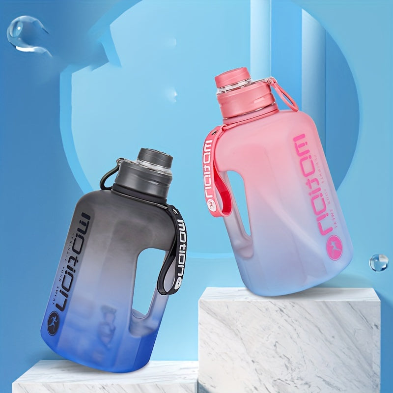 1pc, Water Bottle, Sports Water Bottle With Handle, Plastic Water Bottle, Gradient Color Large Capacity Water Bottle, Frosted Fashion Water Bottle, Outdoor Sports Bottles, 2200ml/77.93oz