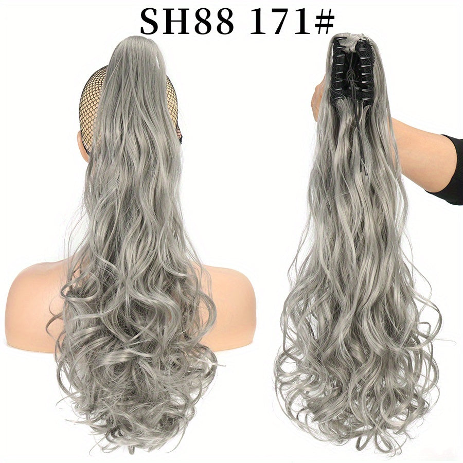 Long Wavy Ponytail Extensions - 55.88 cm Claw Clip In Synthetic Hair Piece For Women - Add Volume And Style To Your Hair Halloween Christmas