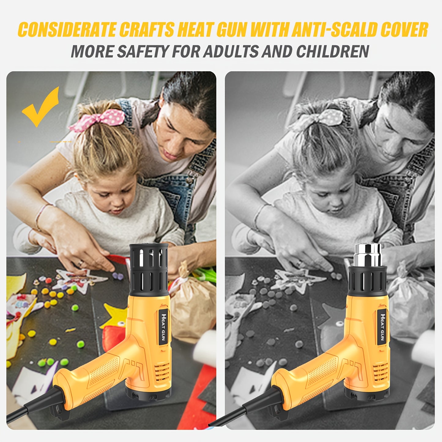 Professional 2000W electric heat gun with adjustable temperature control, 1.5S fast heating, 122°F-1202°F range, ideal for soldering and welding, automotive and construction use, European standard plug, 220-240V, soldering heat