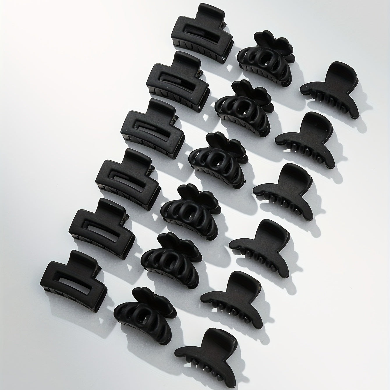 18PCS Rubber Frosted Black Square Hair Claw Mini Small Hair Clip Simple Hair Accessory Female
