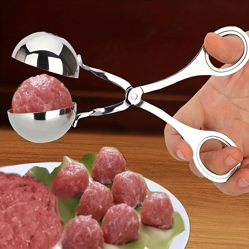 1pc Stainless Steel Meat Ballers With Anti-Slip Handles, None-Stick Meat Baller Tongs, Meatball Scoop, Ball Makers Mold, Cake Pops Meatball Maker, Ice Tongs, Dough Scoops For Kitchen Tools, Kitchen Supplies