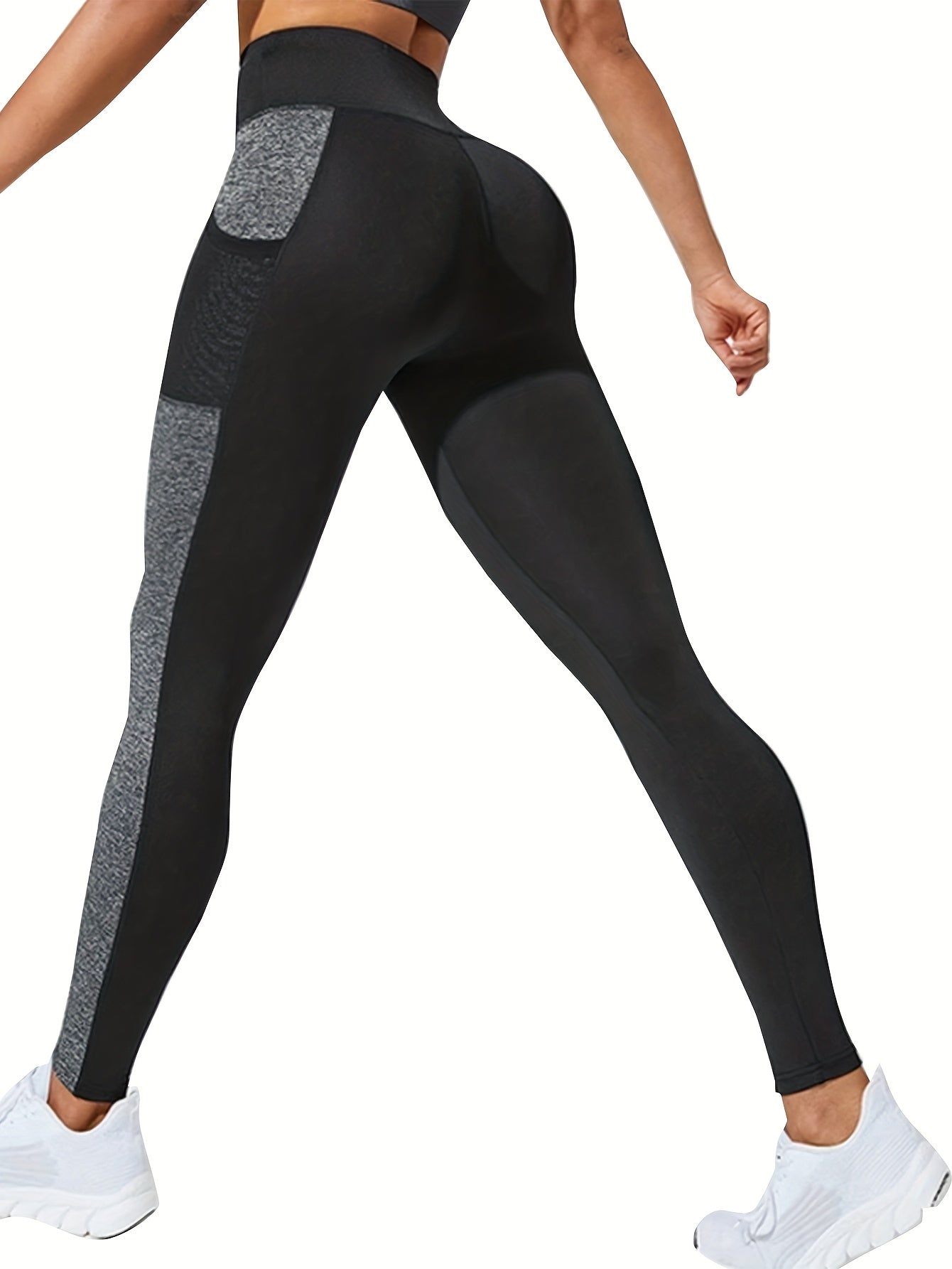 Women'S Plus Size Yoga Leggings with Side Mesh Pockets - High Waist, Stretchy & Breathable for Running, Fitness & Sports Training