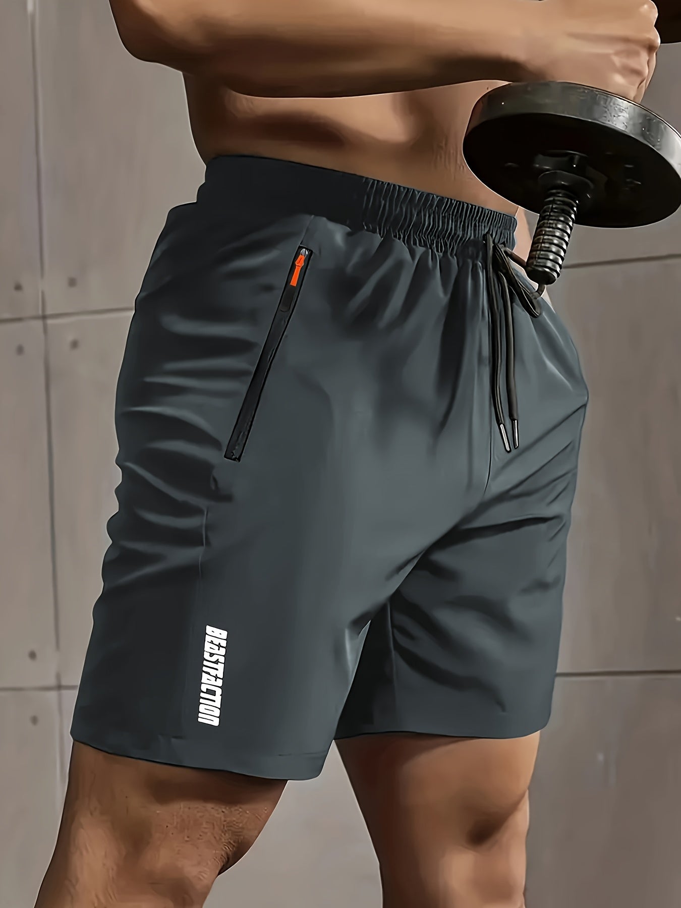 Men'S Summer Casual Shorts, New Fashion Loose Fit Sports Running Fitness 5/4 Pants, Polyester, Zipper, Print Pattern, Slight Stretch Fabric, 120g/m², Woven, with for Men