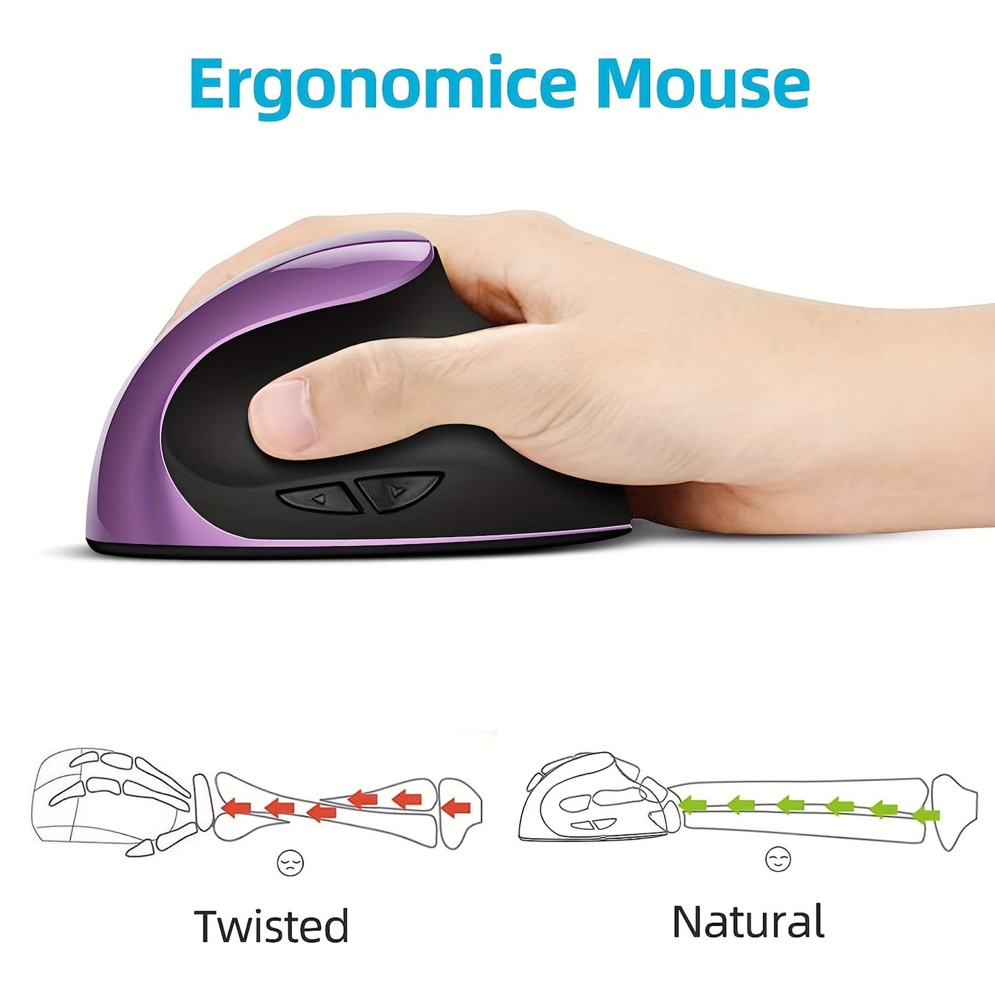 Rato Ergonómico Vertical Sem Fios Recarregável