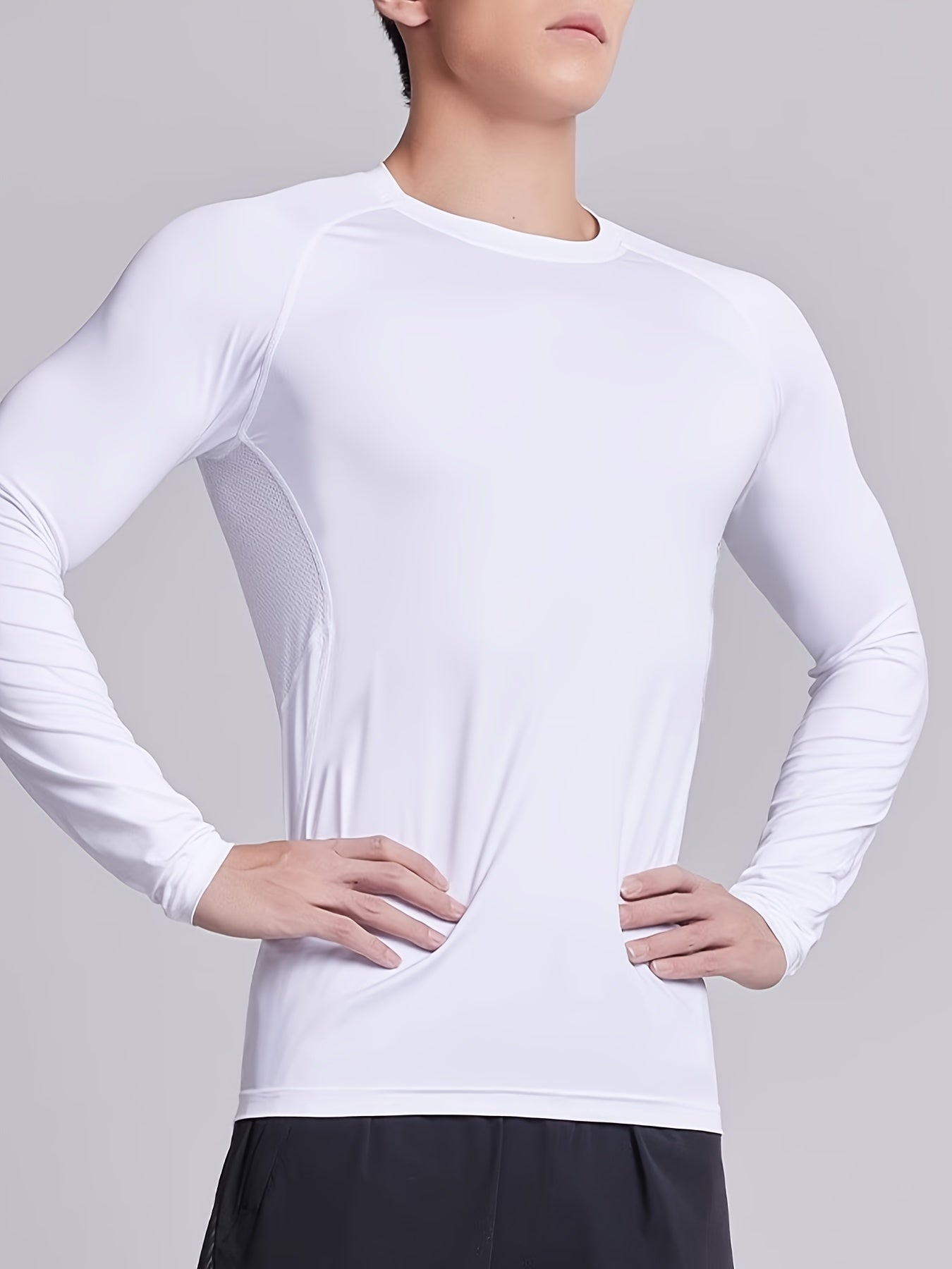 Men's Slimming Long Sleeve T-shirt, Compression Sweat Fitness Training Base Layer, Men's Waist Sculpting Sports Shapewear