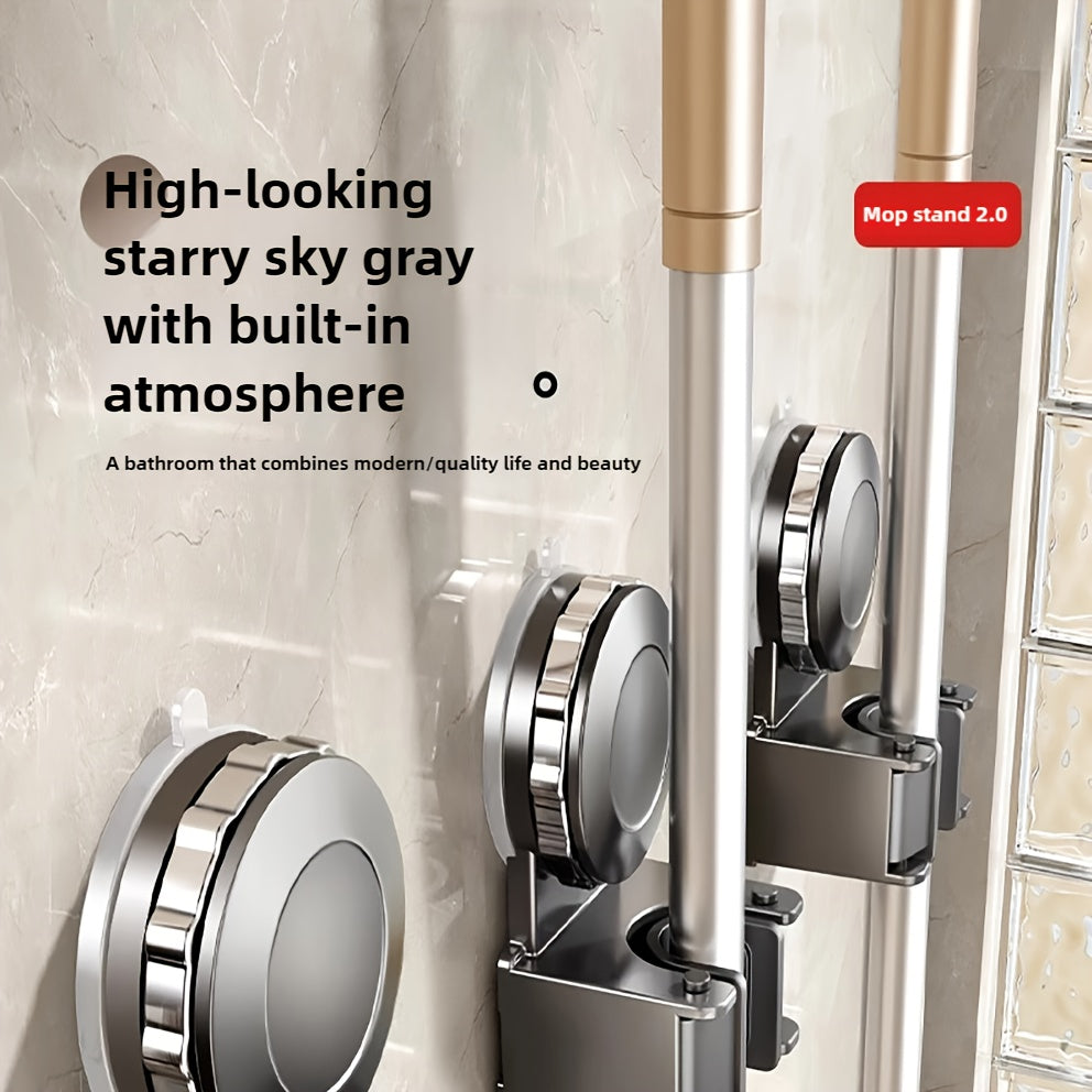 Strong Suction Cup Mop Holder Hooks, No-Drill Installation, Heavy-Duty ABS Wall Mounted Organizer for Bathroom & Kitchen, Ideal for Broom and Mop Storage, Broom Holder Wall Mount, Cleaning Tool Organizer