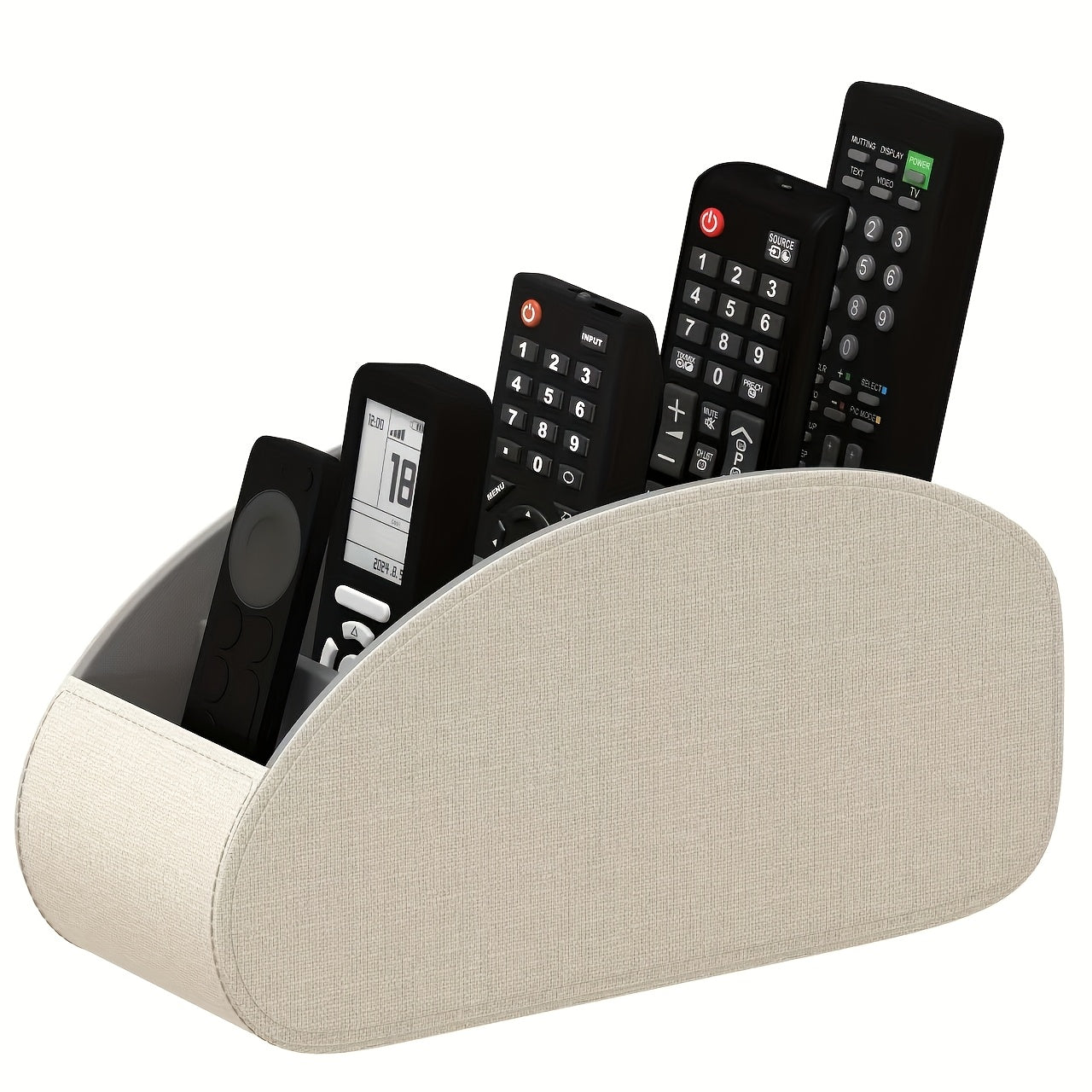 1pc Faux Leather Remote Control Holder - a Desktop Storage Box with 5 Compartments, Suitable for Organizing And Decorating Your Desk, Ideal for TV Remotes/Media Controllers/Office Supplies, a Home Open Storage Box, And a Hous