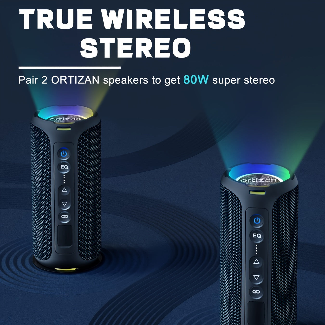 Ortizan 40W PMPO Loud Stereo Portable Speaker,, Wireless Speaker, Shower Speakers Featuring Deep Bass, LED Light, 30H Battery, TF Card, AUX, True Wireless Stereo Speaker Suitable for Both Indoor And Outdoor Use.