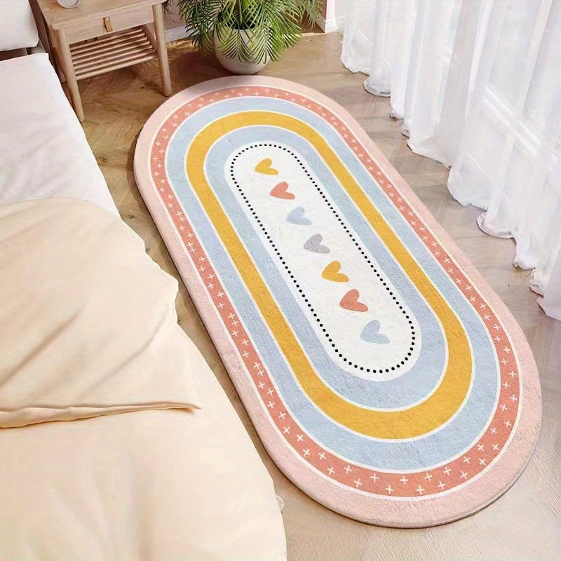 Upgrade Your Bedroom with a Soft and Stylish Oval Long Strip Bedside Mat - Imitation Cashmere Thickened Floor Mat