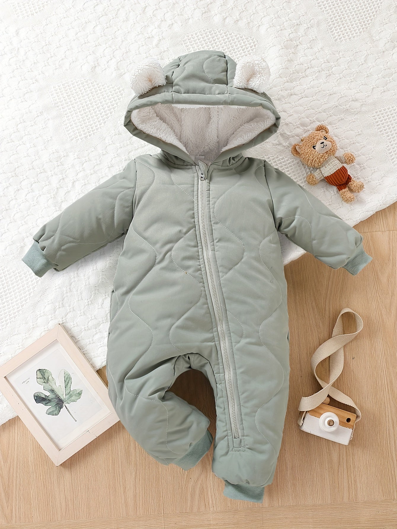 Infant Hooded Thick Romper Long Sleeve Zipper Thermal Jumpsuit, Babies & Kids Coat