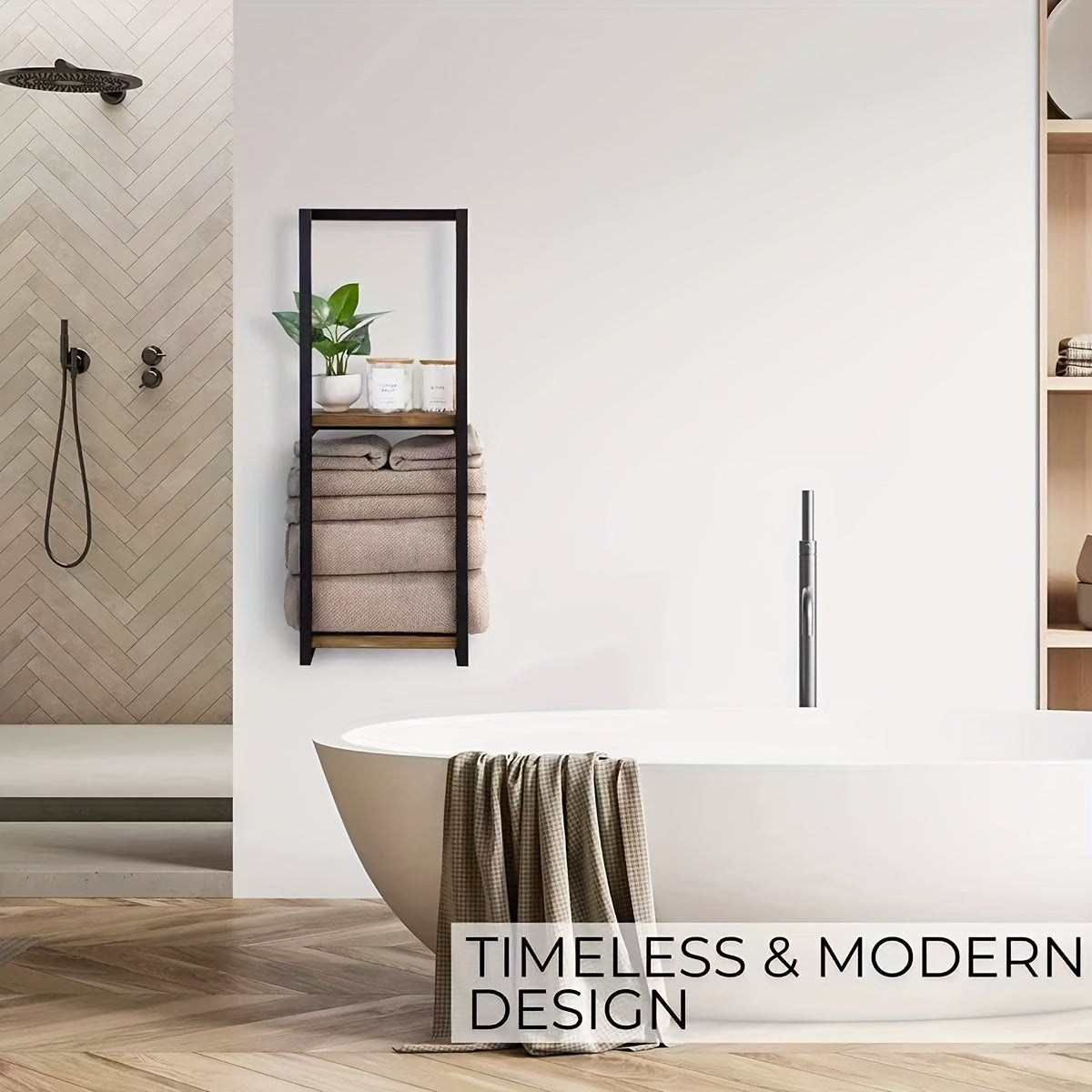 2-Tier Iron Wall Mounted Towel Rack, French Country Style Bathroom Storage Rack, No Electricity Required, Durable Iron Material