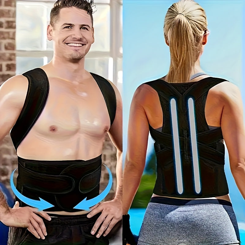 1 Adjustable Back Support for Men & Women | Upper and Lower Back Stabilization with Waist Stability, Breathable Mesh Design | Casual Posture Corrector