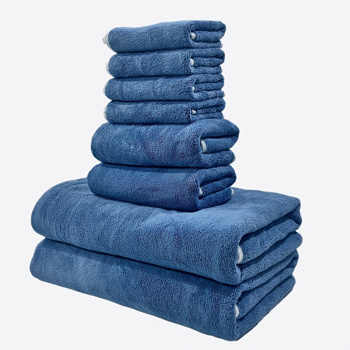 8-Pack Super Soft Coral Fleece Bath Towel Set, 2 Bath Towels 68.58 X 139.7 cm, 2 Washcloths 34.8 X 76.2 cm, 4 Square Towels 34.8 X 34.8 cm, Quick Drying, Highly Absorbent And Lightweight, Towel Bathroom Towel Set