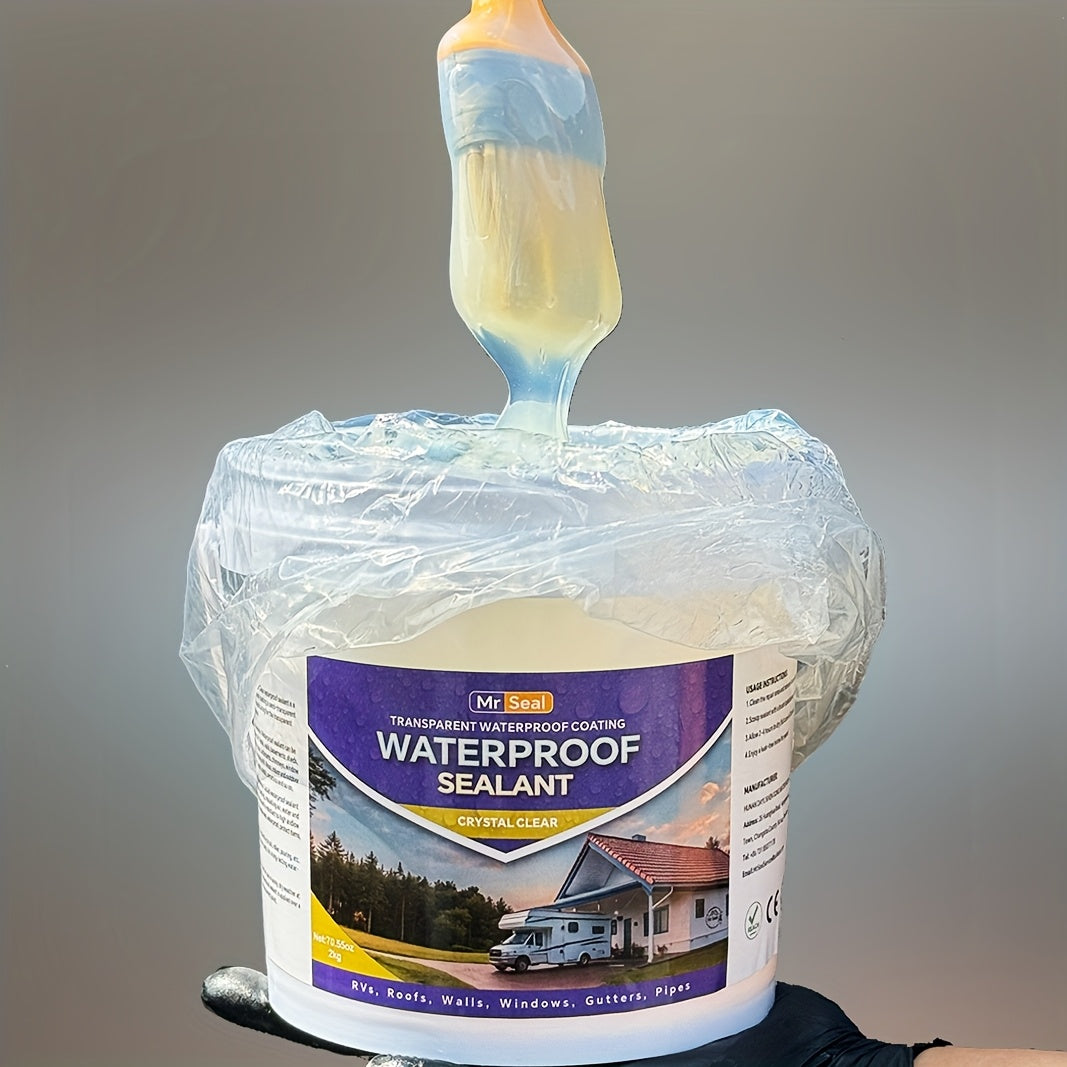 2kg RV Transparent Waterproof Sealant - Covers Up to 160 SqFt @ 1/12" Tickness, Ideal for RV Roof, Windows, Gutters & More, Durable & Flexible Sealant for Home Improvement, Roof Sealant, Versatile Sealant, High Quality Sealan