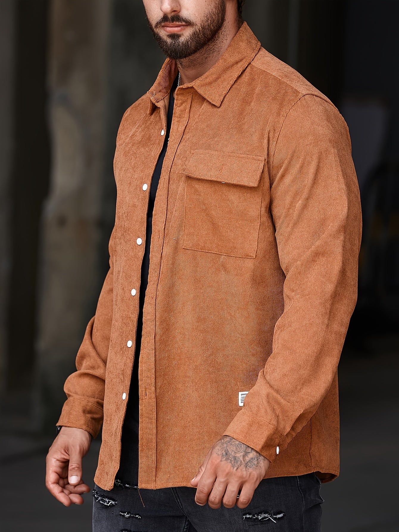 Stylish Men's Casual Lapel Shirt - Comfortable Button-Up Long Sleeve Shirt For Everyday Wear
