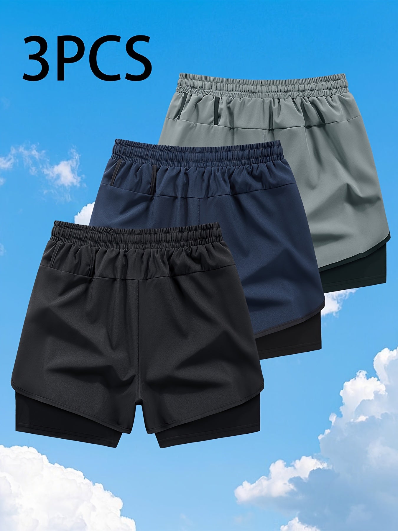 Zhiyu OBM 3pcs Men's Fitness Running Shorts, Elastic Waistband, Soft Lining, Towel Included, Perfect as a Gift