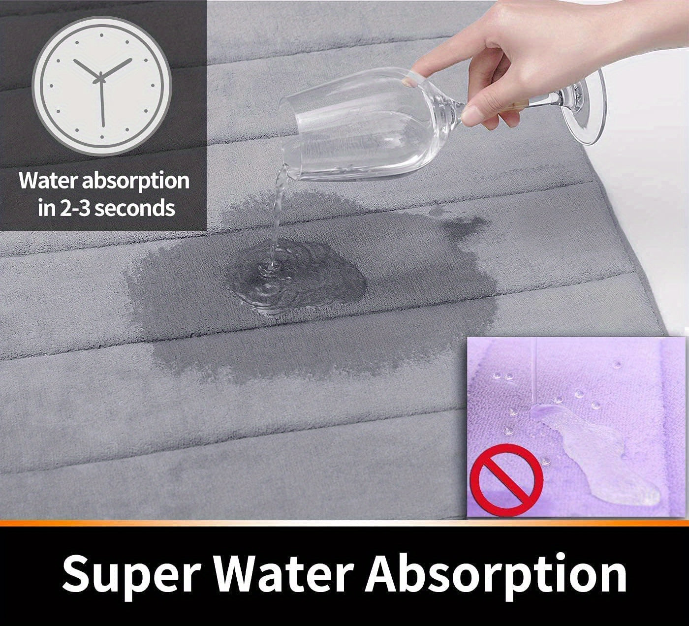 1pc Soft and Comfortable Bathroom Memory Foam Mat with Quick Absorption and Anti-Slip Properties, Bathroom Decor, Bathroom decorations, bath rug, kitchen Area Rugs, Laundry, bedrooom, shower, indoor mat