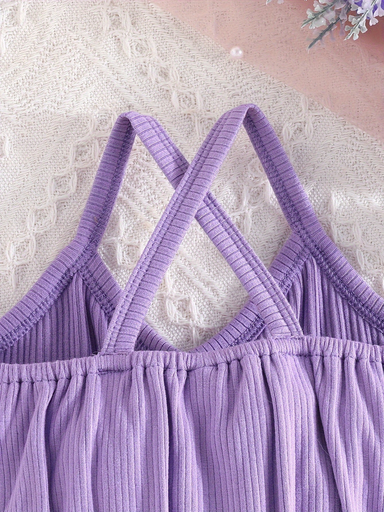 Girls' Summer Casual Floral Print Off-Shoulder Jumpsuit with Adjustable Waist Belt - Lightweight Breathable Shorts for Outdoor Play & Daily Wear, Blue & White Flower Design, Perfect for Weekend Outings, Cute Outfits for Girls